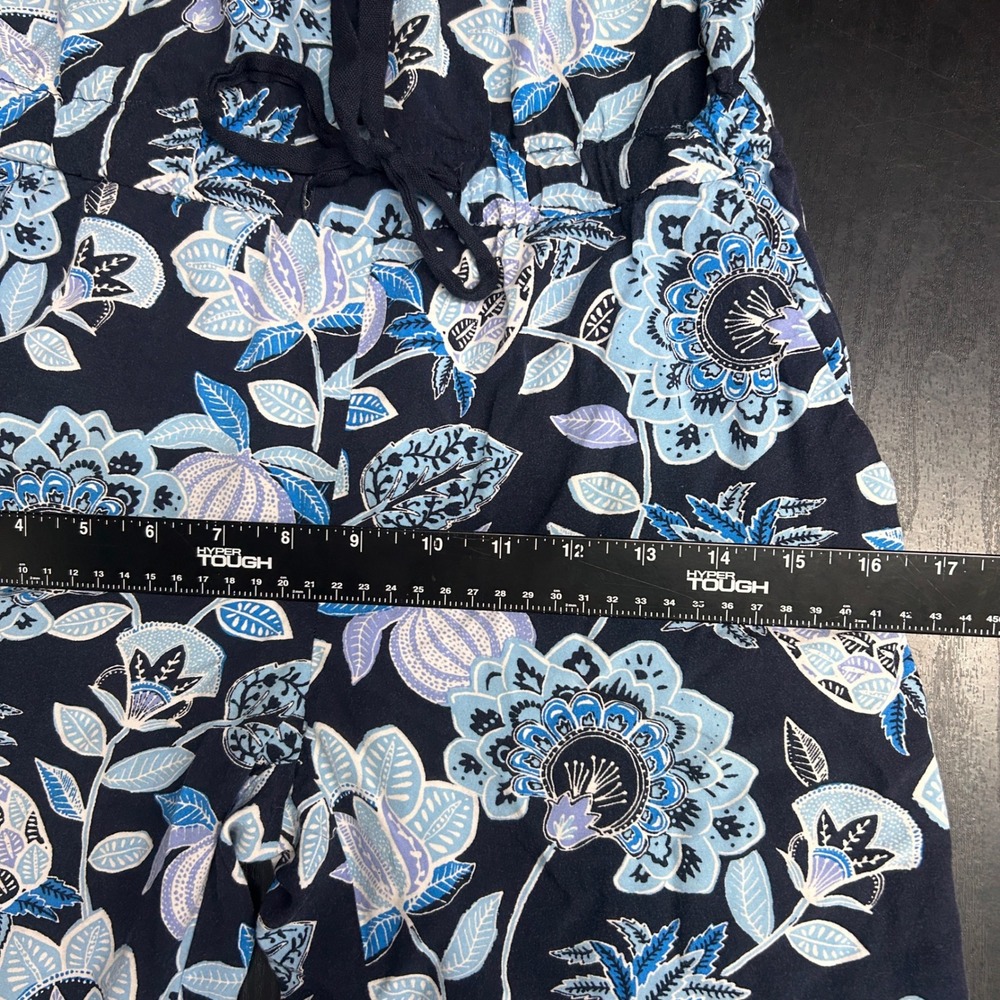 LOFT Petites Jumpsuit Women 00P Blue Floral Sleeveless Rayon Cottagecore Boho - Picture 9 of 12